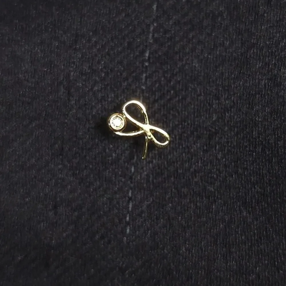 NWOT SYDNEY EVAN DIAMOND Stud Earrings‎ Gold Plated 925 Sterling Silver Bow